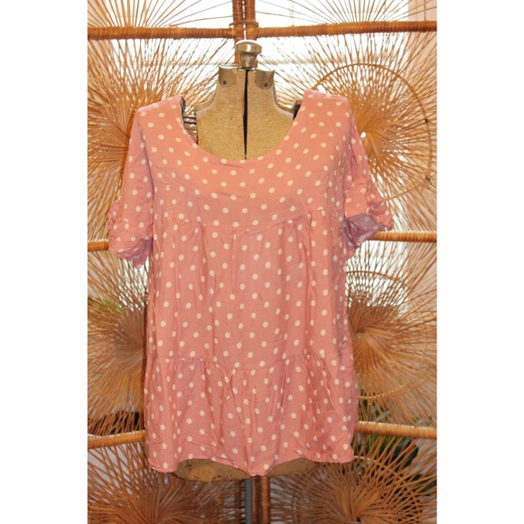 XL,POLKA DOT Blouse,pink polka dot shirt,women polka dot blouse - Picture 4 of 10